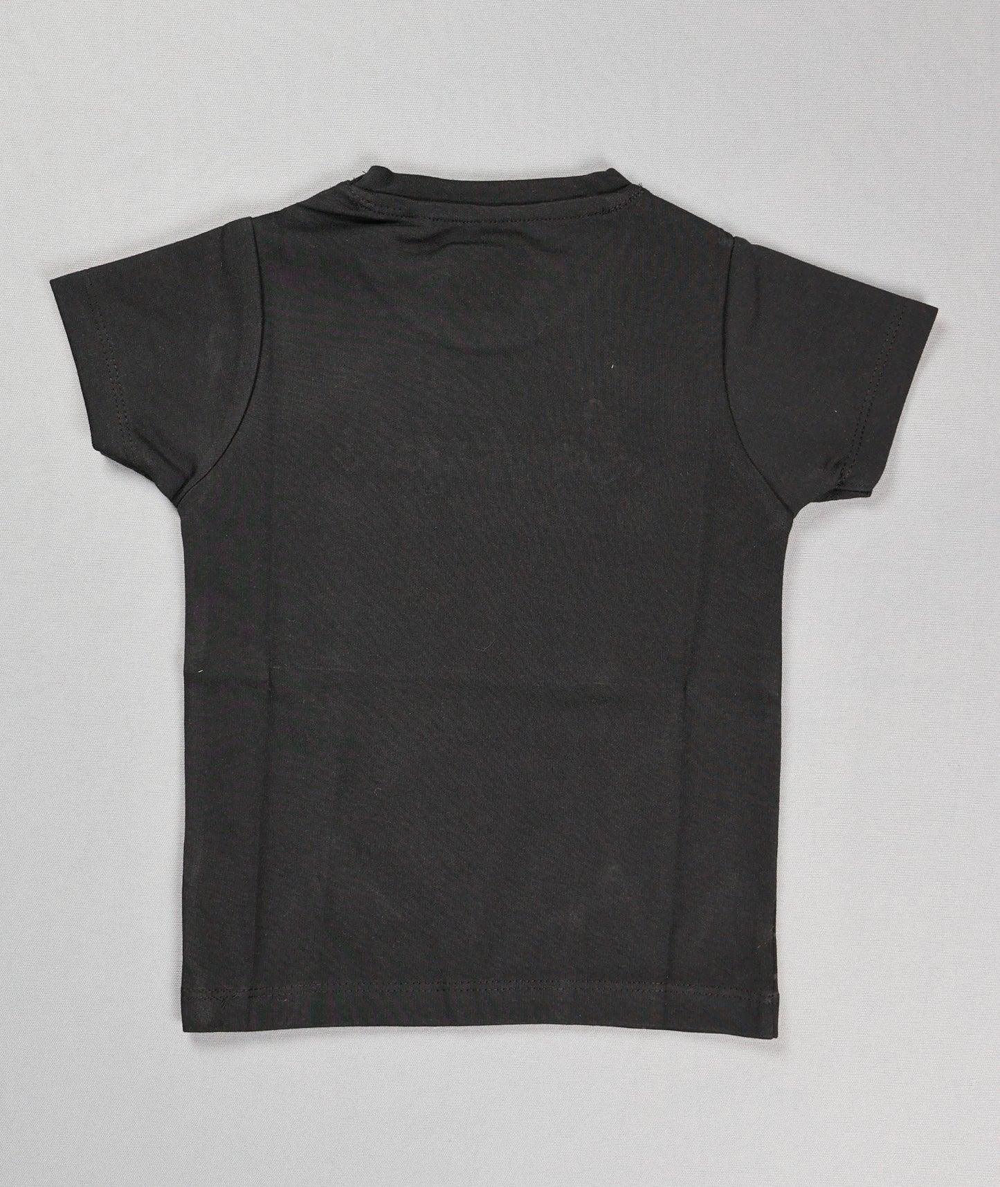Black t-shirt on a light gray background