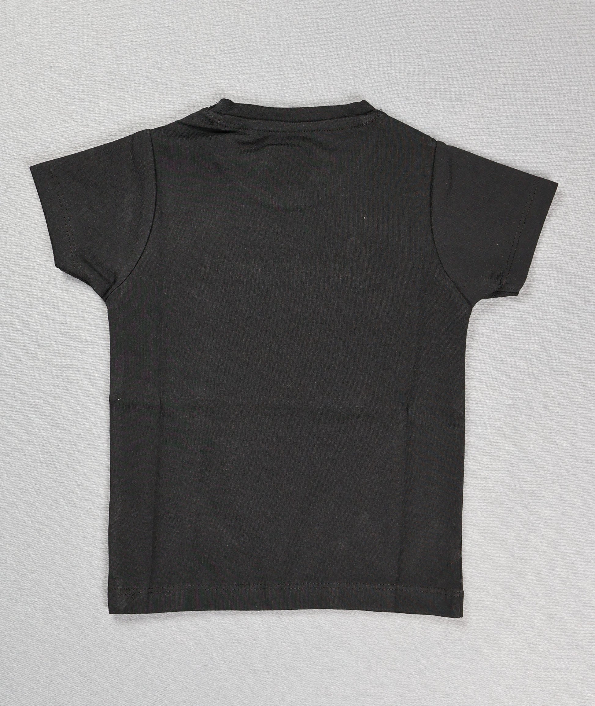 Black t-shirt on a light gray background
