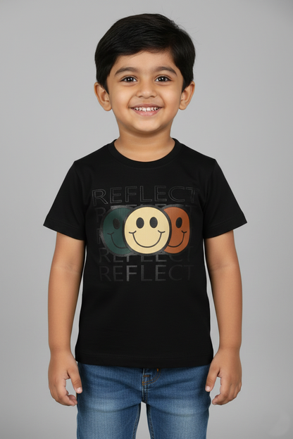 Fyst Cotton Knit Smiley Graphic T-Shirt for Boys - Black - Fyst Fashion