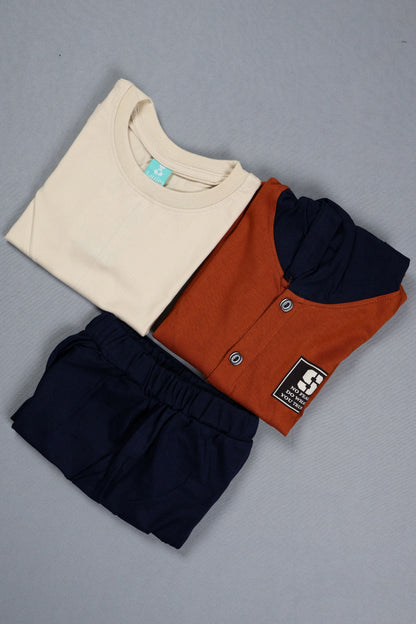 Four pairs of underwear in black, orange, beige, and blue on a gray background