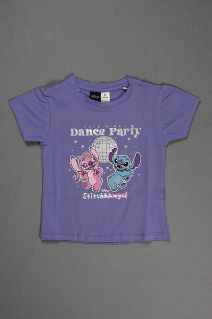 Fyst Cotton Knit Stitch & Angel Dance Party Print T-Shirt for Girls - Purple - Fyst Fashion