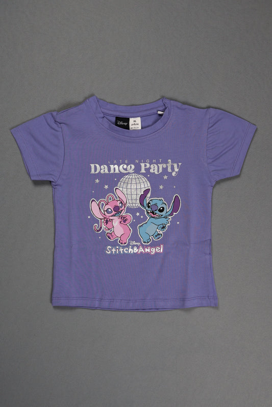 Fyst Cotton Knit Stitch & Angel Dance Party Print T-Shirt for Girls - Purple - Fyst Fashion