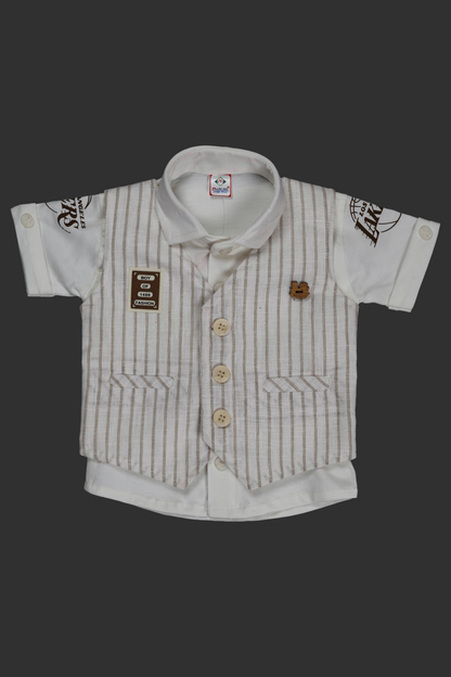 Striped shirt with buttons on a dark background