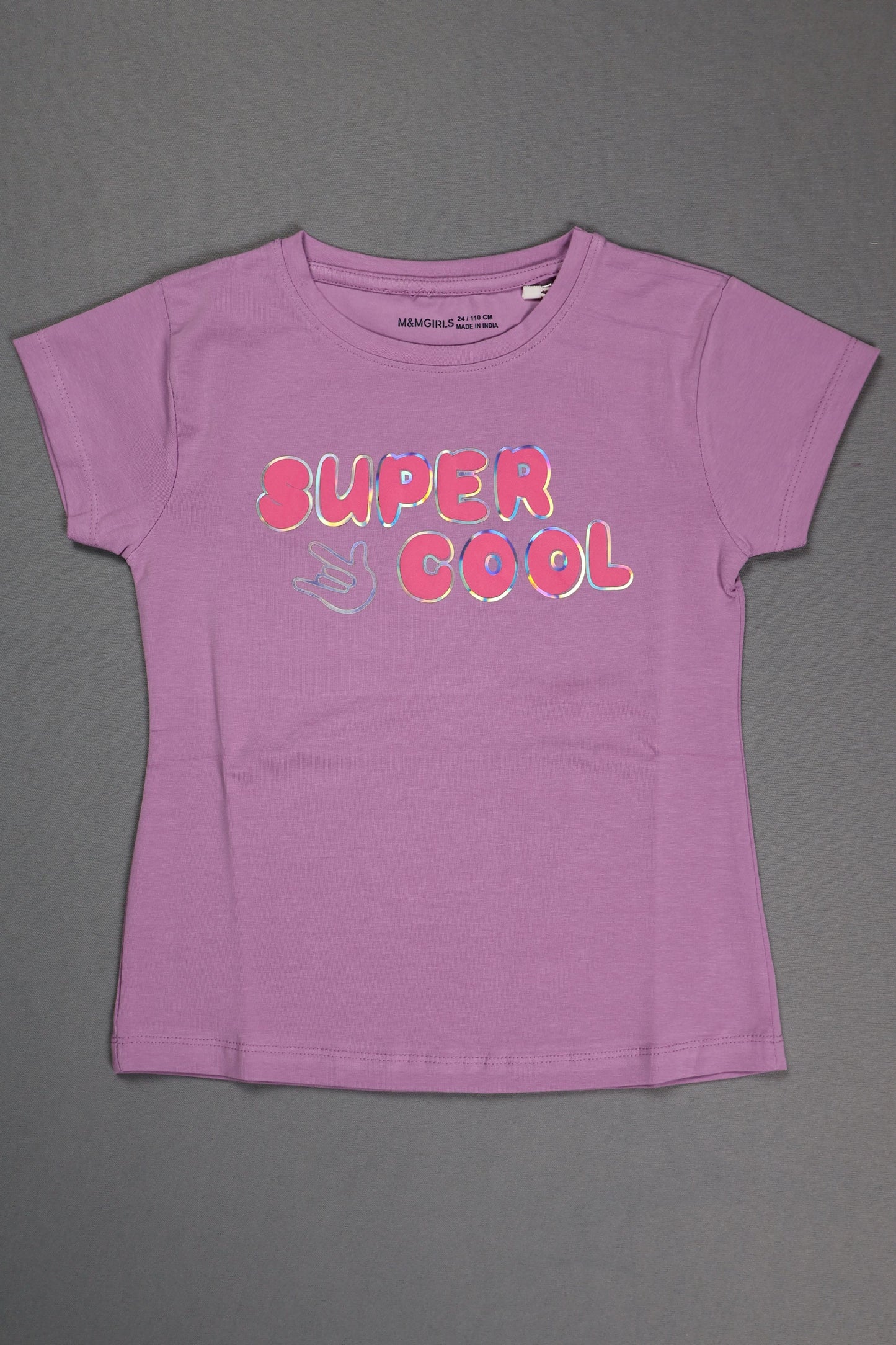 Fyst Cotton Knit "Super Cool" Print T-Shirt for Girls - Violet - Fyst Fashion