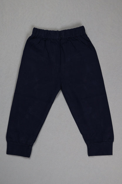 Navy blue pants on a gray background