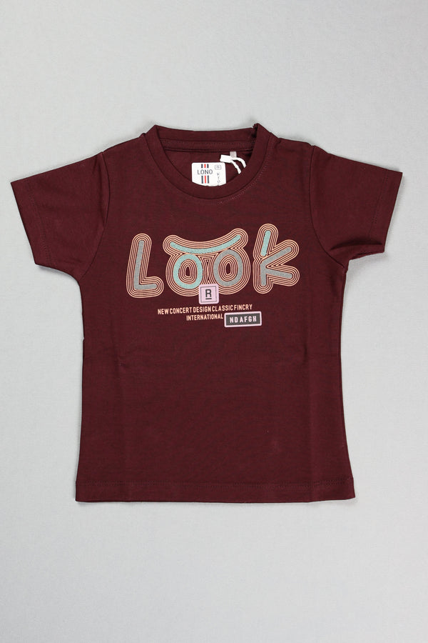 Fyst Cotton Knit Typography Graphic T-Shirt for Boys - Maroon