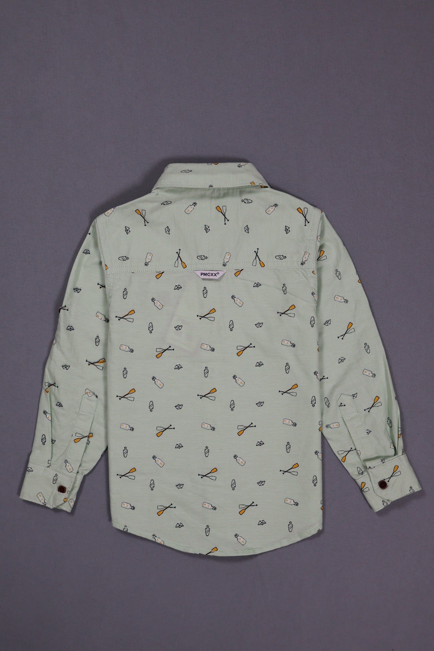 Long-sleeve shirt with pattern on a purple background