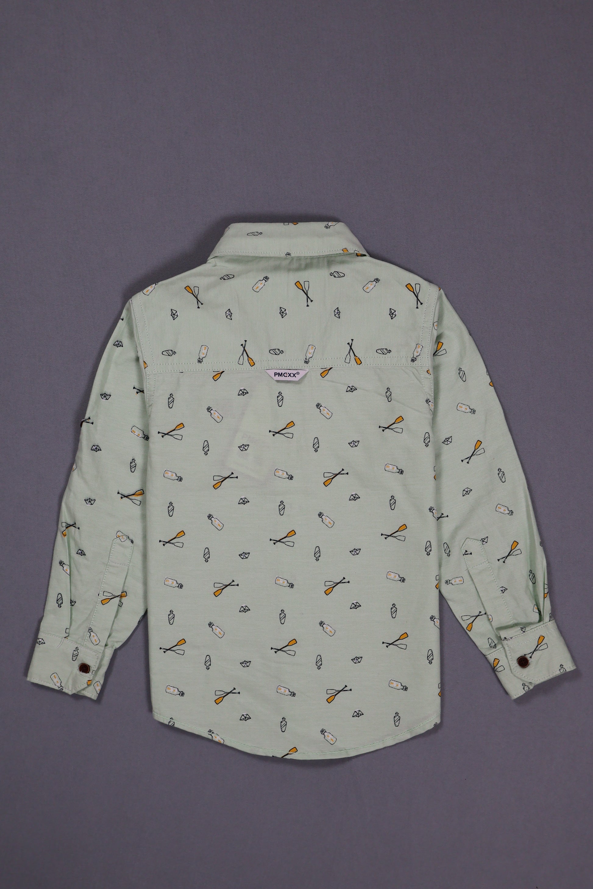 Long-sleeve shirt with pattern on a purple background