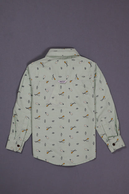 Long-sleeve shirt with pattern on a purple background