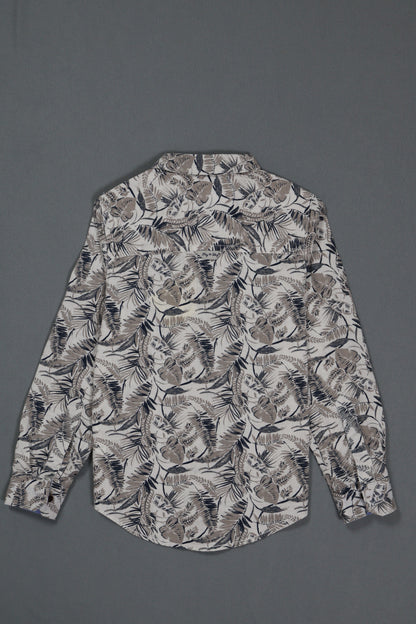 Floral patterned shirt on a gray background
