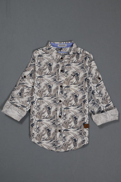 Floral patterned shirt on a gray background
