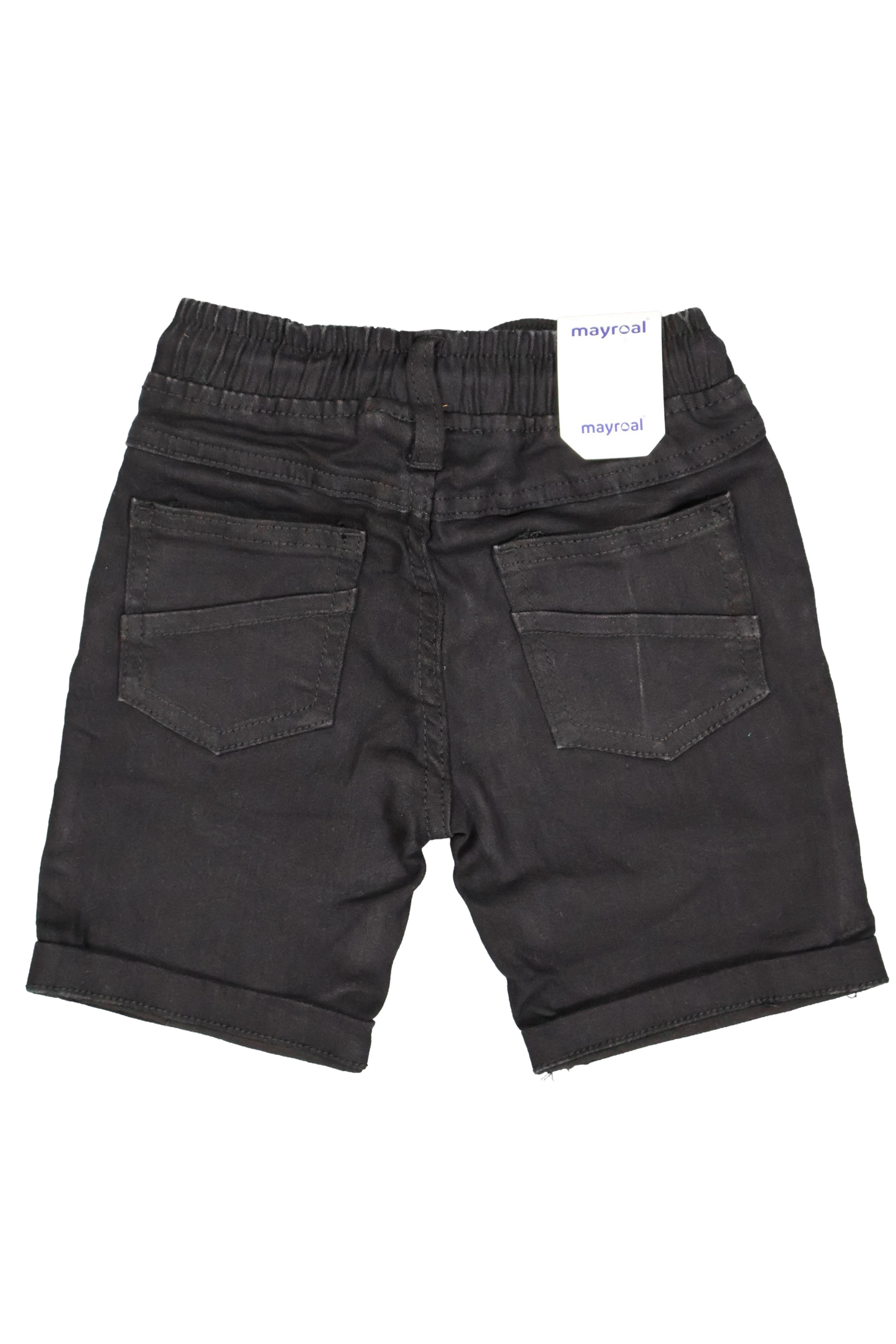 Black shorts with an elastic waistband on a white background