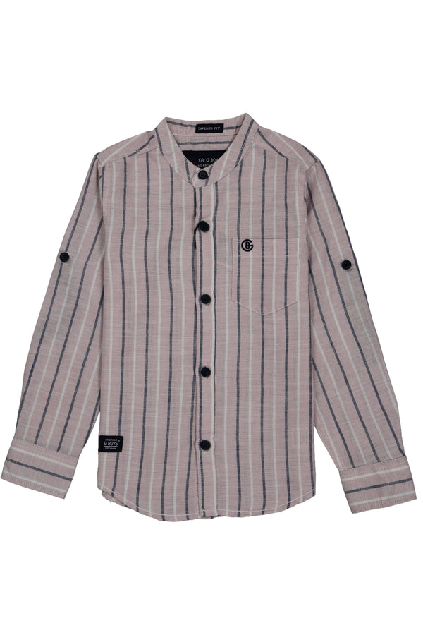 Fyst Linen Look Breathable Fabric Party Wear Shirt for Boys - Mauve