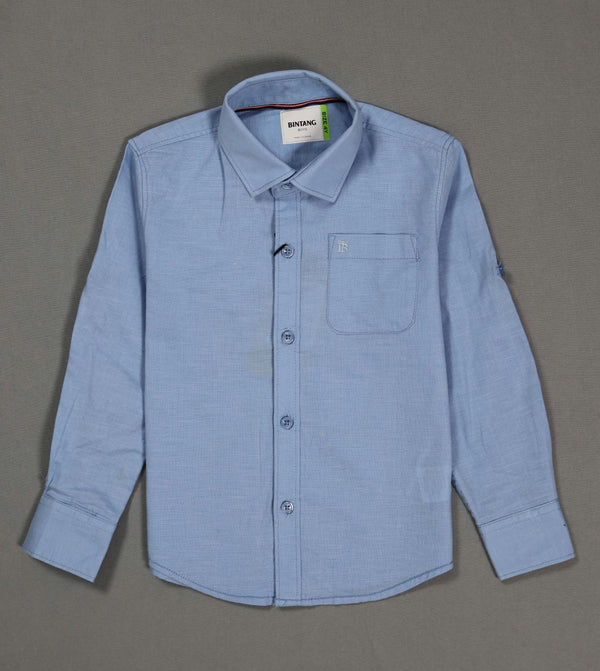 Fyst Premium Cotton Smart Casual Plain Shirt for Boys - Light Blue