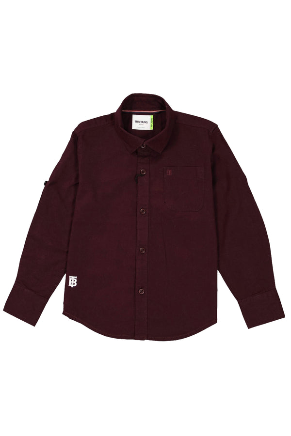 Fyst Premium Cotton Smart Casual Plain Shirt for Boys - Maroon