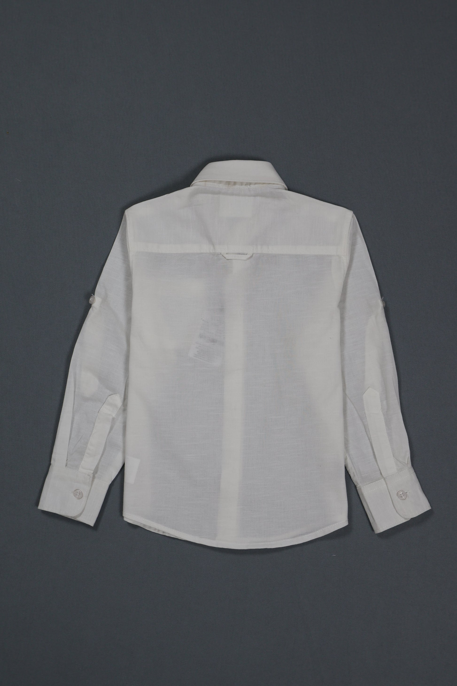 White shirt on a dark gray background