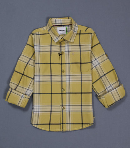 Yellow plaid shirt on a gray background