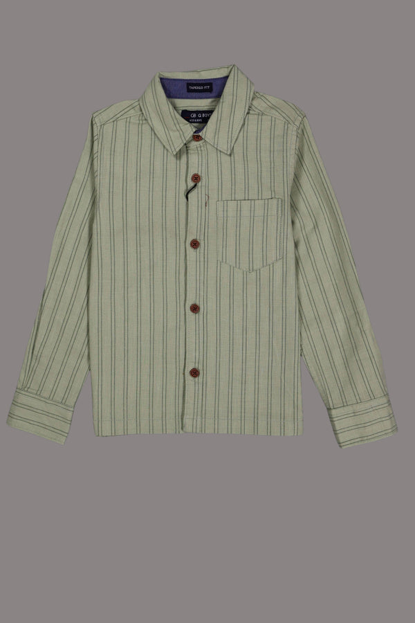 Fyst Premium Striped Linen-Blend Smart Casual Set for Boys – Pista Green