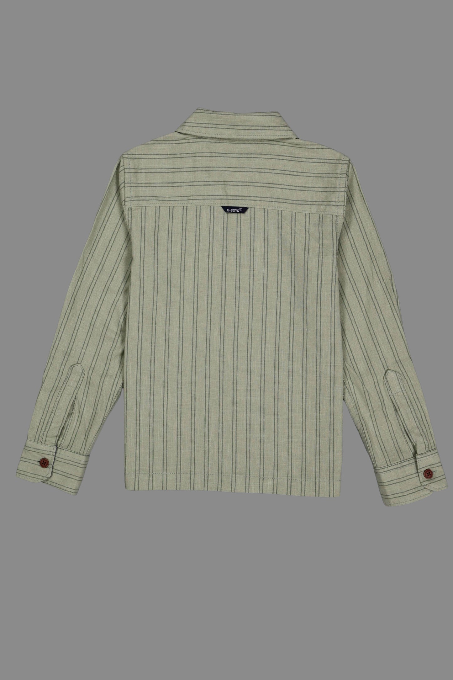 Green striped shirt on a gray background