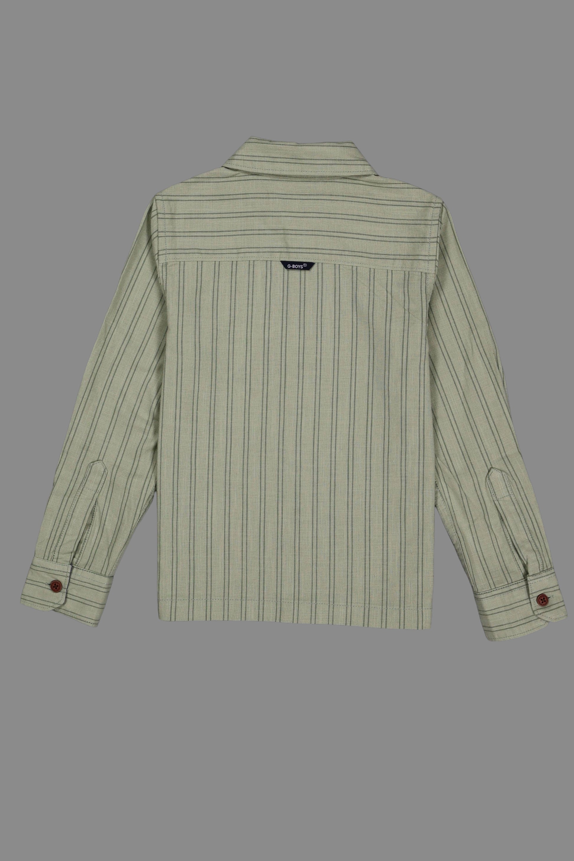 Green striped shirt on a gray background