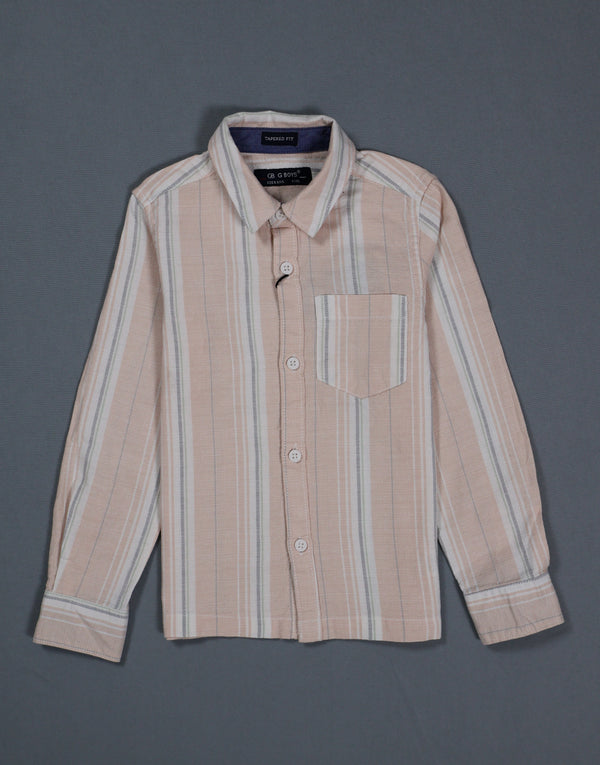 Fyst Premium Striped Linen-Blend Smart Casual Set for Boys – Sand Beige