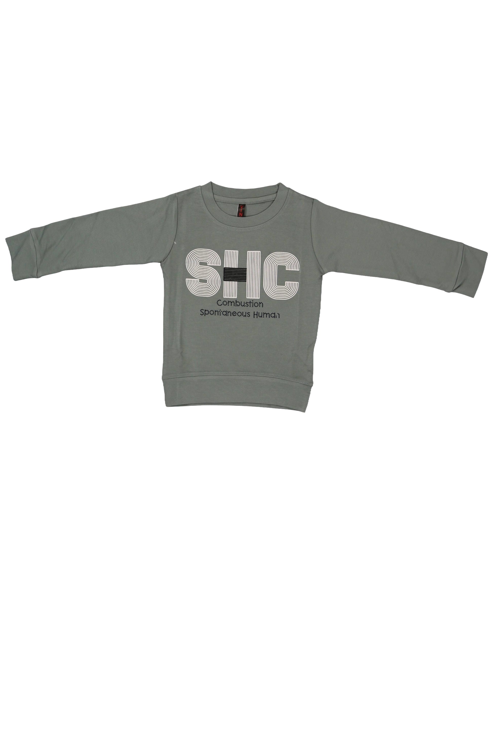 Fyst boys' two-piece clothing set featuring a grey typography print sweatshirt and matching black joggers.
