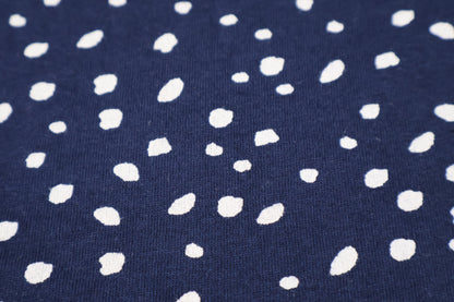 Fyst Girls Navy Blue All-Over Polka Dot Print Flutter Sleeve Cotton Frock Dress