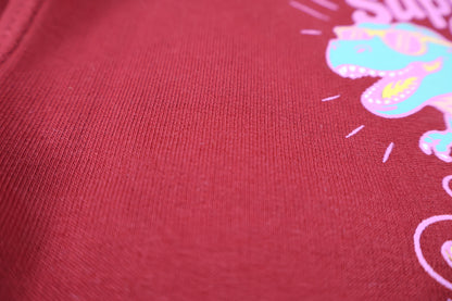 Fyst Boys Maroon Red Skateboarding Dinosaur "Super Cool Dude" Cotton Shorts