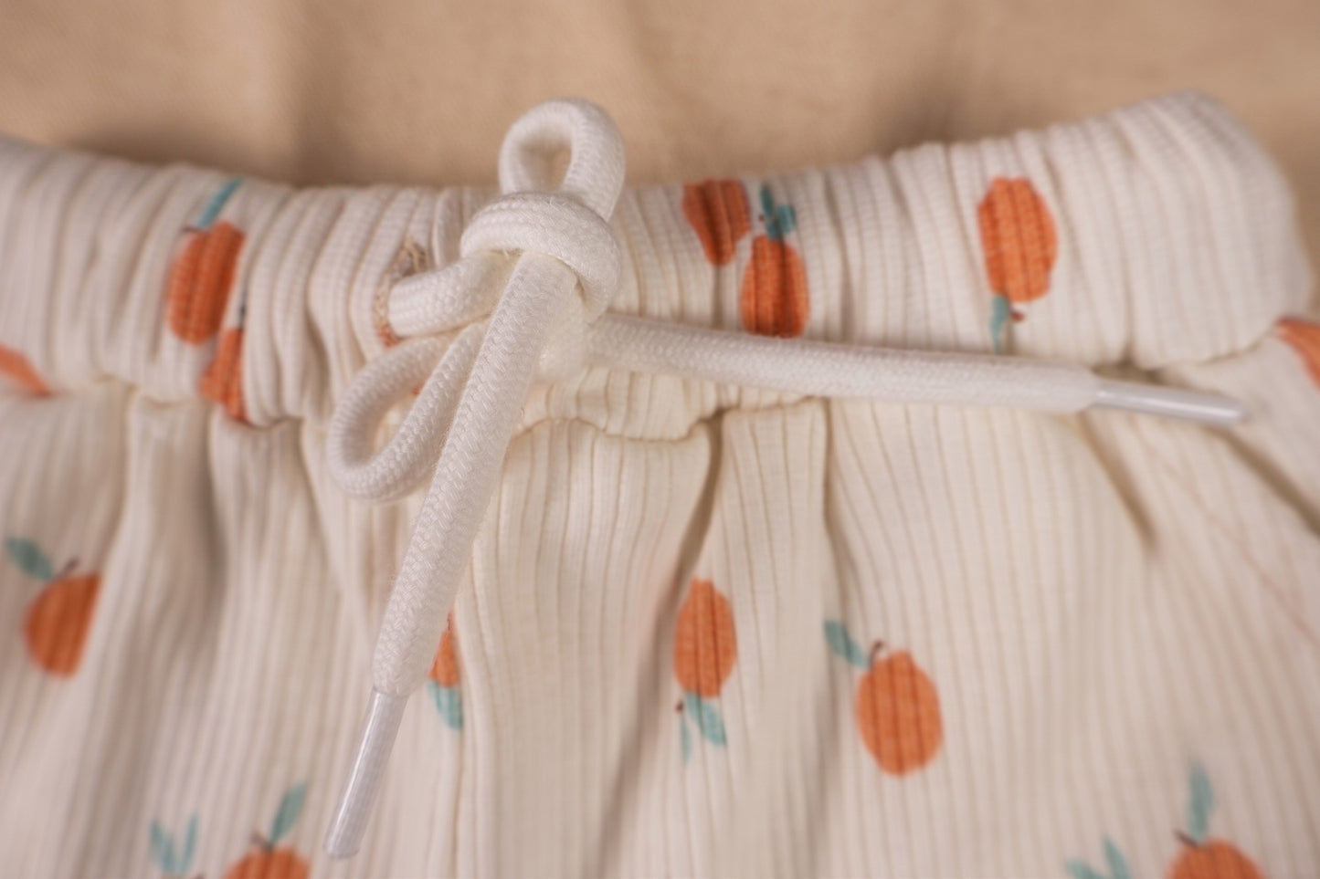 Fyst Boys Off-White & Peach Orange Printed Ribbed T-Shirt and Shorts Co-ord Set